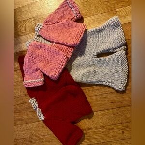 Vintage handmade crocheted doll clothes (lot of 3)